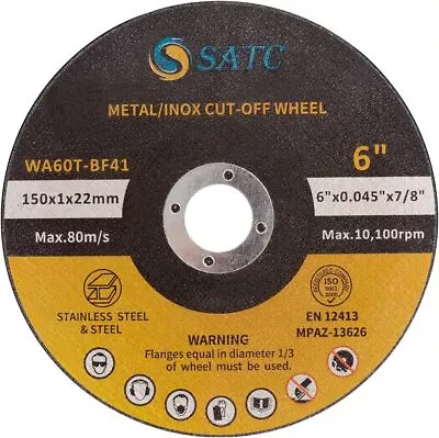 100 Pack 6 X.045 X7/8  Cut Off Wheel -Metal & Stainless Steel INOX Cutting Discs • $81.29