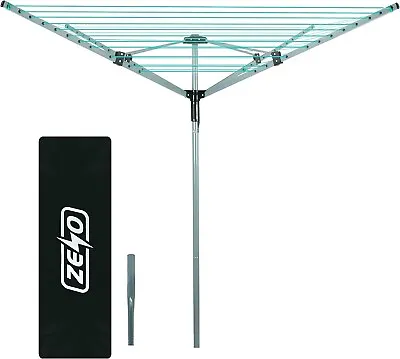 Rotary Airer 4 Arm 45m Outdoor Clothes Garden Washing Line Dryer Spike & Cover • £21.75