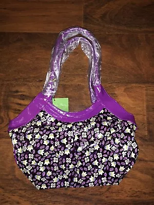 Vera Bradley PLUM PETALS Frill Collection Fan Club Shoulder Tote FLAWED • $26.50