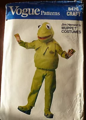 Vogue 8476 Muppet Kermit The Frog Costume Sewing Pattern Child S M L Vintage • $9