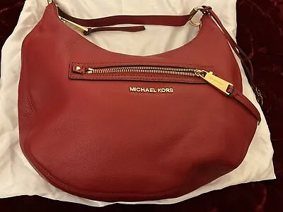 Authentic MICHAEL KORS Luxurious Butter Soft Red Leather Zip Top EUC Handbag DC • $75