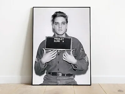 Elvis Mugshot Wall Art Cotton Canvas Print Elvis Presley Decor Vintage Art • $20.99