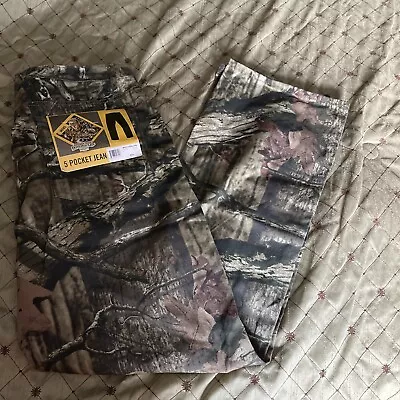 NEW Mossy Oak Hunting Pants Mens 36x32 Camo Break-Up Infinity Hardwood Jeans • $12.99