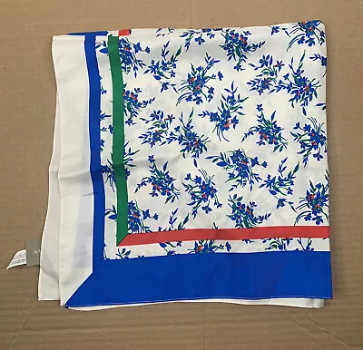 J.Crew NWT 100% Silk Blue Red White Floral Square Scarf E10 • $23.49