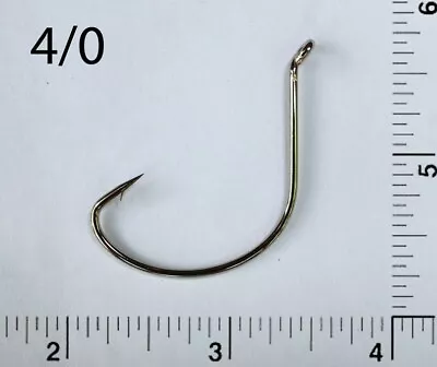 PACK OF 25 Size 4/0 TACKLEWORKS Offset Nickel Kahle Hooks Bent Eye Up • $5.75