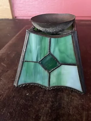 Arts & Crafts Or Mission Style Leaded Glass Light Or Lamp Shade Green Granite • $119.99