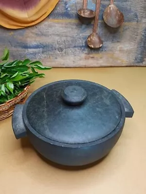 Soapstone Cooking Pot With Handle And Lid Soapstone Cookware Cook And Serve • $357.40