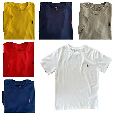Ralph Lauren Polo Boys Girls Kids T Shirt Crew Short Sleeve Cotton Age 2 - 20 • £9.99