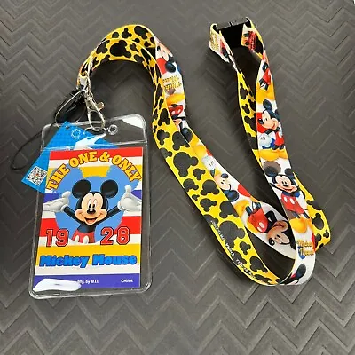 MICKEY MOUSE The One And Only Lanyard With Card Holder ID Badge Holder Zip Reel • $8.99
