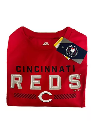 Majestic Cincinnati Reds Team Logo Men's T- Shirt 100% Authentic Red • $12.95