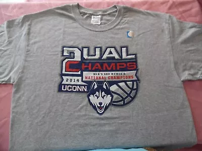 UConn Huskies  2014  Men's/Women Dual Champions  T-Shirt   Large  Gray • $20