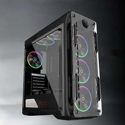 $128 • Buy GX Optica Gaming Case Full ATX Computer PC Transparent Panel 4x RGB Fans W PSU 