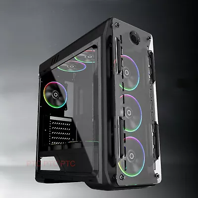 GX Optica Gaming Case Full ATX Computer PC Transparent Panel 4x RGB Fans W PSU  • $128