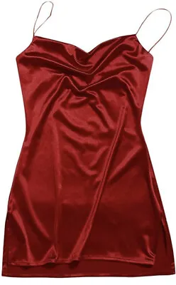 Zaful Red Slip Dress Spaghetti Strap Satin Cocktail Party Slip Cami Mini SZ 8 • $16.25