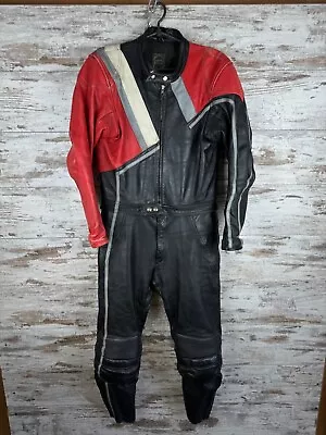 Mens Vintage Motorcycle Racing Leather Riding Suit Jacket Pants Size 50 M Medium • $148.75