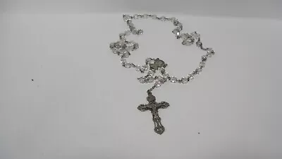 Vintage Sterling Silver Catholic Rosary Glass Beads Crucifix Jesus INRI • $45