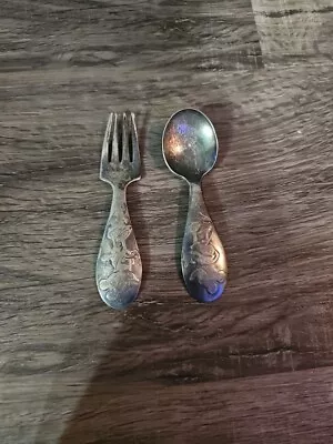 Vintage Winthrop Silver Plate Disney Mickey Minnie Mouse  Baby Fork & Spoon • $34.99