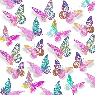 $26.44 • Buy 3D Butterfly Wall Stickers 48pcs 3 Styles 3 Size Removable Metallic Mural Decals