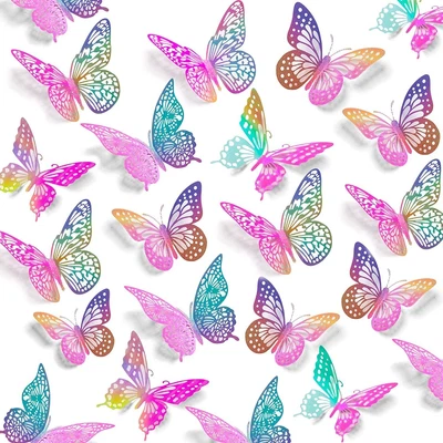 $26.44 • Buy 3D Butterfly Wall Stickers 48pcs 3 Styles 3 Size Removable Metallic Mural Decals