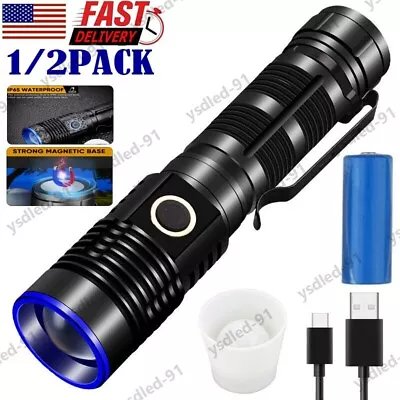 2000000 Lumens Super Bright LED Tactical Flashlight Rechargeable LED Work Lights • $5.22