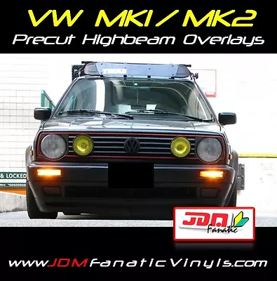 VW MK2 MK1 Yellow Headlight Overlays TINT VINYL GTI JDM EDM FRENCH JETTA GOLF • $15.08