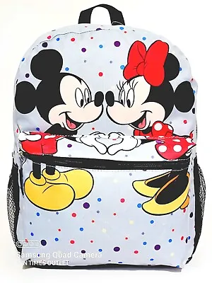 Disney Mickey Minnie Mouse Print Large 16  School Backpack Travel Bag Book Tote  • $24.95