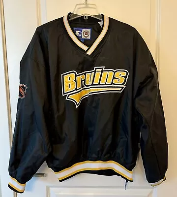 Vintage Retro 90’s Starter NHL Boston Bruins Pullover Bomber Jacket Large • $80