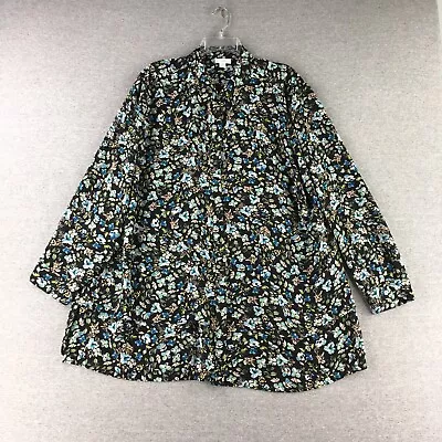 J Jill Top Womens 2X Floral Button Up Shirt Plus Casual Ladies Coastal • $28.79