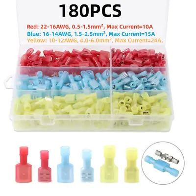 200PCS Nylon Insulated Female Male Spade Terminal Crimp Wire Connectors 22-10AWG • $17.99