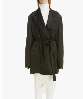 Dries Van Noten Bomeos Double Breasted Coat Black Women Size L NWOT • $129.99