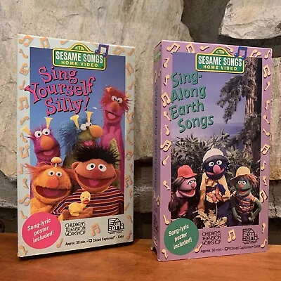 SING YOURSELF SILLY + Earth Songs Sesame Street Sing Along VHS Tapes Vintage • $16