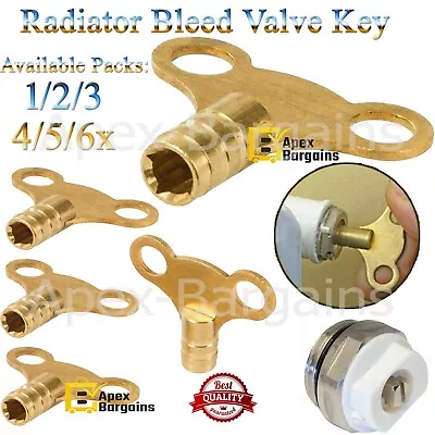 Radiator Plumbing Bleed Bleeding Key Keys Solid Brass For Venting Air Valve 1/6x • £2.94