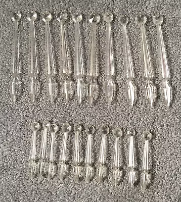 Vintage Lot Of 20 Clear Plastic Prism Icicle Dangling Christmas Ornaments 2 Size • $15.25