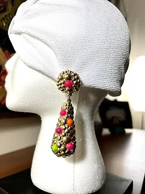 $100 • Buy JACKY De G Vintage Statement Runway FRENCH Couture Clip On Earrings