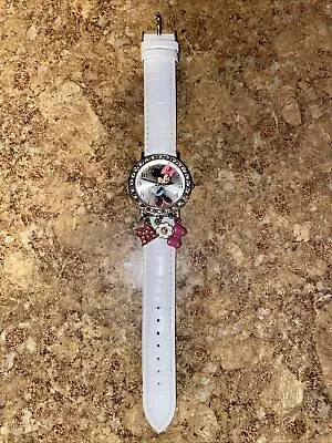 Disney Minnie Mouse Ladies Quartz Watch Silver Tone With Charms Free Shipping • $16