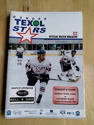 2001/2 Dundee Stars V Coventry Blaze Ice Hockey  2/12/01 • £1.99