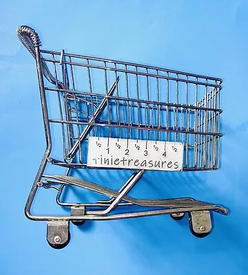 Vtg Chrome Shopping Cart Metal Display - 11 L X 11 T X 7.5 W Tinietreasures • $10