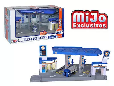 Motormax 1:64 Diorama GULF Gas Station With Gas Tanker Try-Me Sound & Light • $45.99