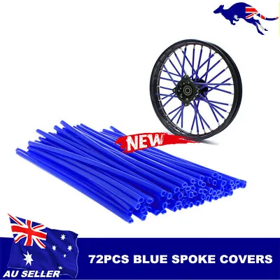 72pcs Blue  Wheel Spoke Skin Cover Wrap Kit 4 Motorcycle Motocross Dirt Bike AU • $12.55