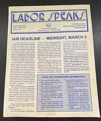 Labor Speaks 1989 Air Transport Division TWA AFL-CIO Local 553 Union News Letter • $15