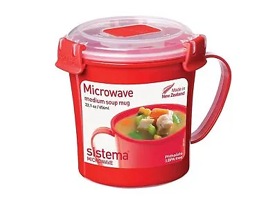 Microwave Bowl Soup Containers 656ml Soup Cup Mug Leak Proof Lids BPA Free • £5.79