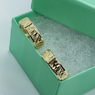 14K Real Yellow White Gold Huggie Hoop Earrings Diamond Cut Round 13mm Men Women • $151.80