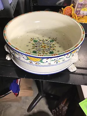 Deruta Italy Peccetti Huge 12” Footed Serving Bowl With Flaws But Beautiful • $30