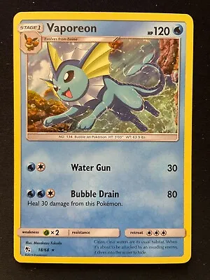 Vaporeon 18/68 Hidden Fates 2019 Holo Rare Pokemon TCG Card • $1.75