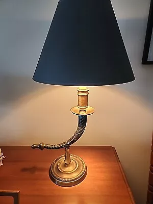 Vintage 1970's Chapman Brass Faux Horn & Brass Table Lamp -  PRISTINE  • $249.99