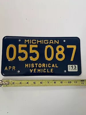 2013 Michigan License Plate Historical Vehicle # 055 087 • $14.99