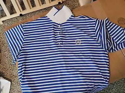 Memorial Tournament Muirfield Blue White Stripe Polo Shirt Men's L • $14.99