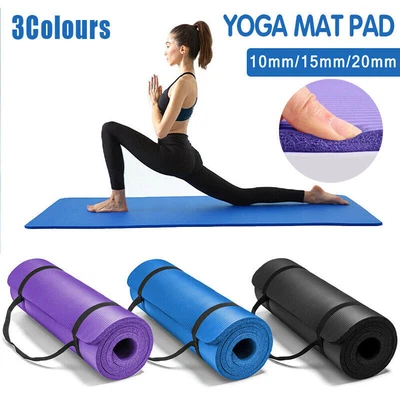 $18.89 • Buy 10/15/20MM Thick Yoga Mat Pad NBR Nonslip Exercise Fitness Pilate Gym Durable AU