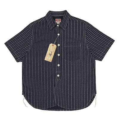 BOB DONG Heart-Shaped Wabash Shirt Indigo Heritage Mens Workwear Striped Shirts • $55.99