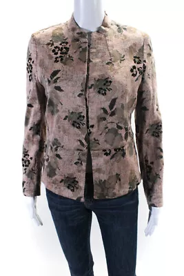 Dries Van Noten Womens Floral Long Sleeved Blazer Jacket Pink Beige Size 40 • $233.99